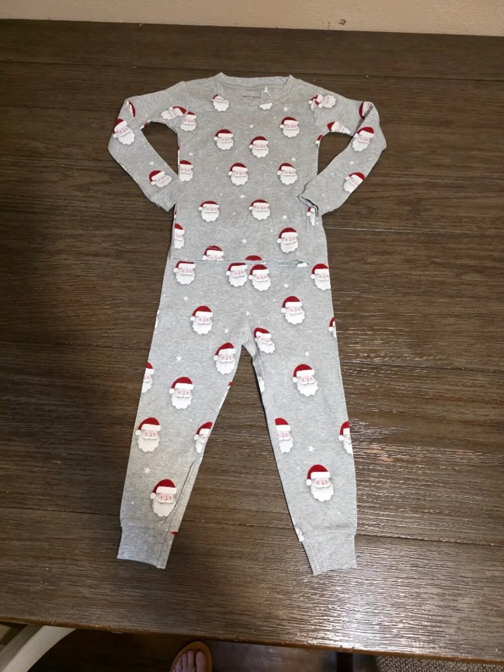 Petit Lem Santa Print Organic Cotton Pajamas NWT 24M Heather Grey Christmas